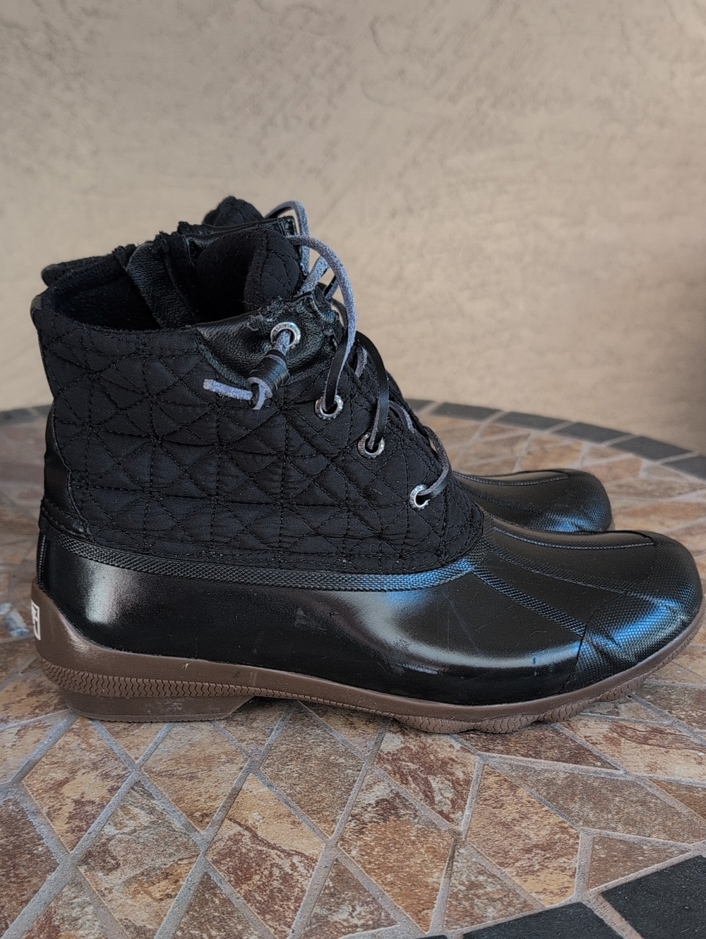 Sperry Syren Gulf Quilted Duck Boots Black Size 8.5M